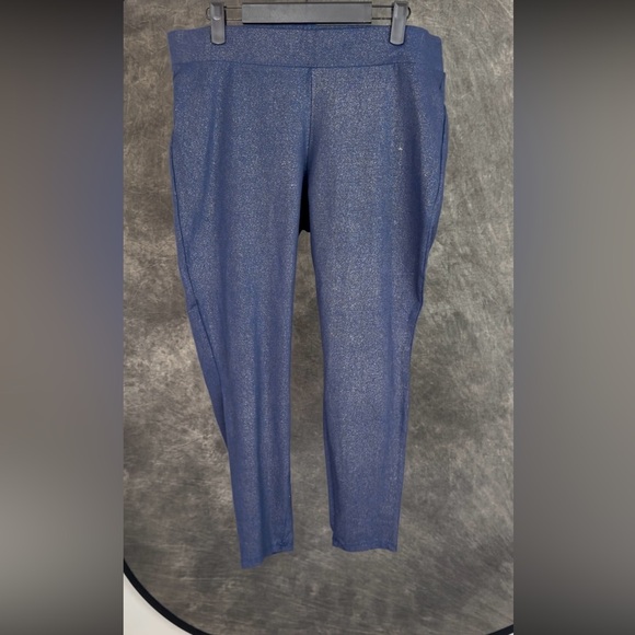 torrid Pants - Torrid Cropped Metallic Stretch Leggings Blue Size 2 (18–20)